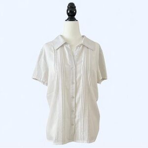 Vintage El Corte Ingles White Travel Button Up Shirt Vacation Cabana 2XL